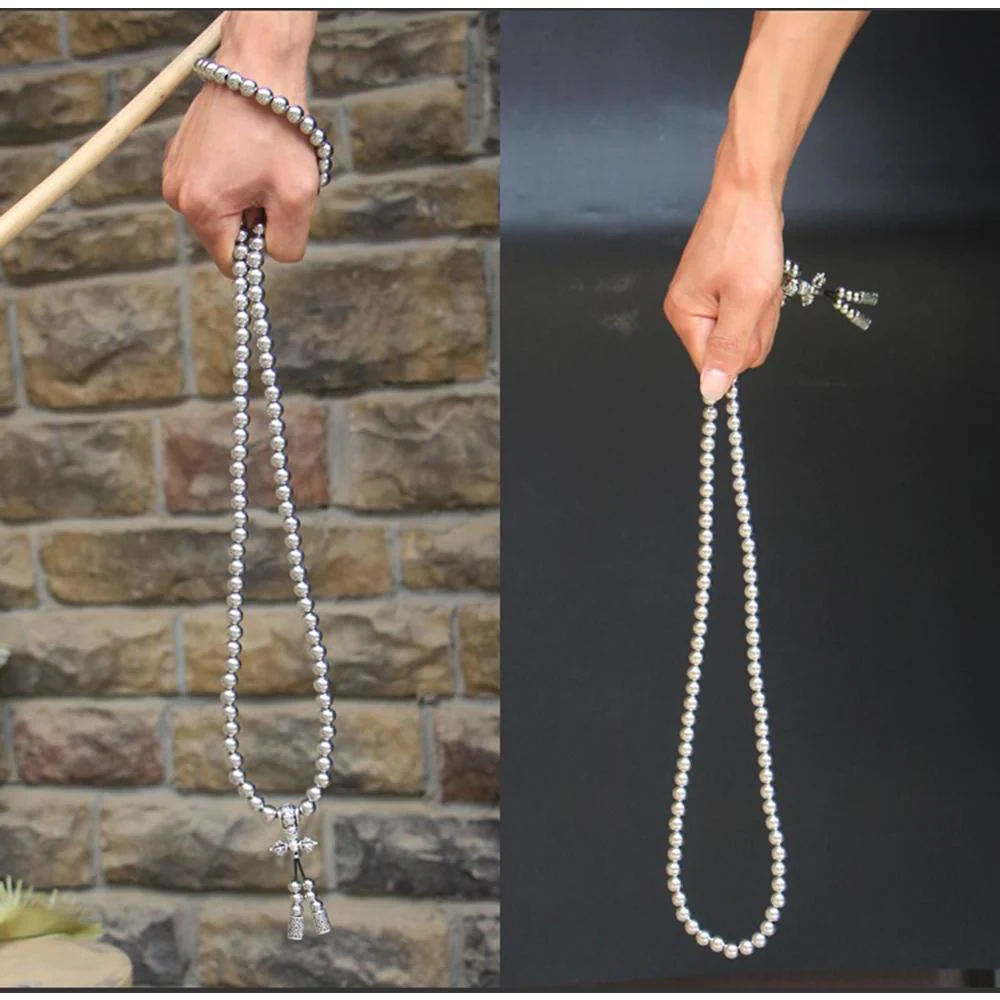 Full Stainless Steel Buddism Mala Self Defense Necklace EDC Defense Tool - Image 3
