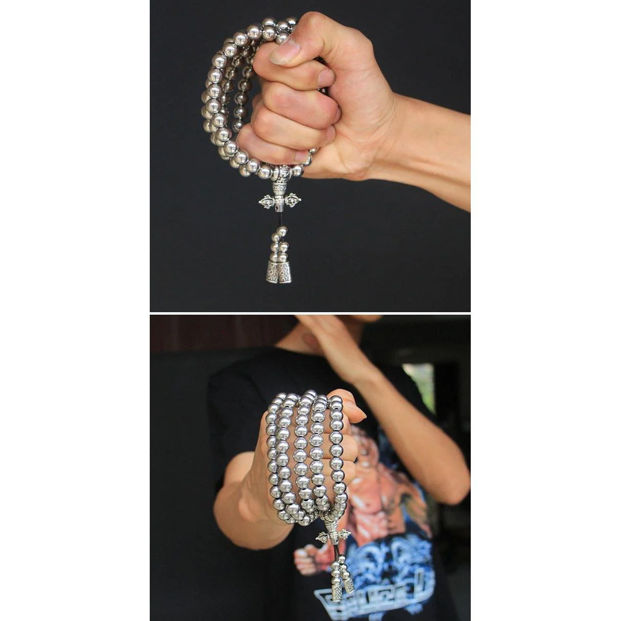 Full Stainless Steel Buddism Mala Self Defense Necklace EDC Defense Tool - Image 6